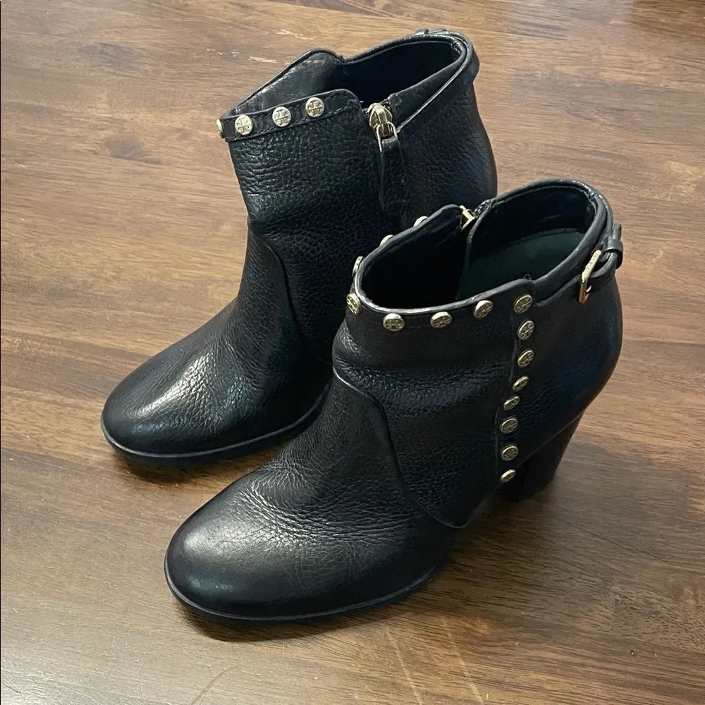Tory Burch Black Mae Heeled Booties Size 7